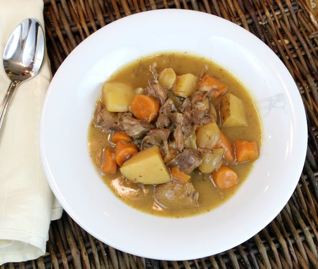Beef and VEggies in a White Bowl