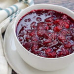 Cranberry sauce in a white bowl
