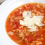 soup in a white bowl