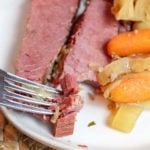 sliced corned beef on a plate