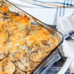 Casserole in a glass baking dish
