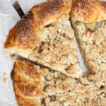 apple galette lifted from cutting board