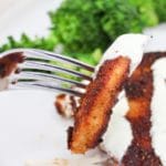 cut chicken on a fork