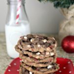 stacked cookies on a red plate
