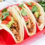 Honey Chili Lime Pork tacos on a red plate