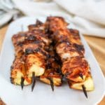 chicken pineapple with bbq sauce on a stick