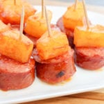Sliced Smoked Sausage and Pineapple on a Toothpick