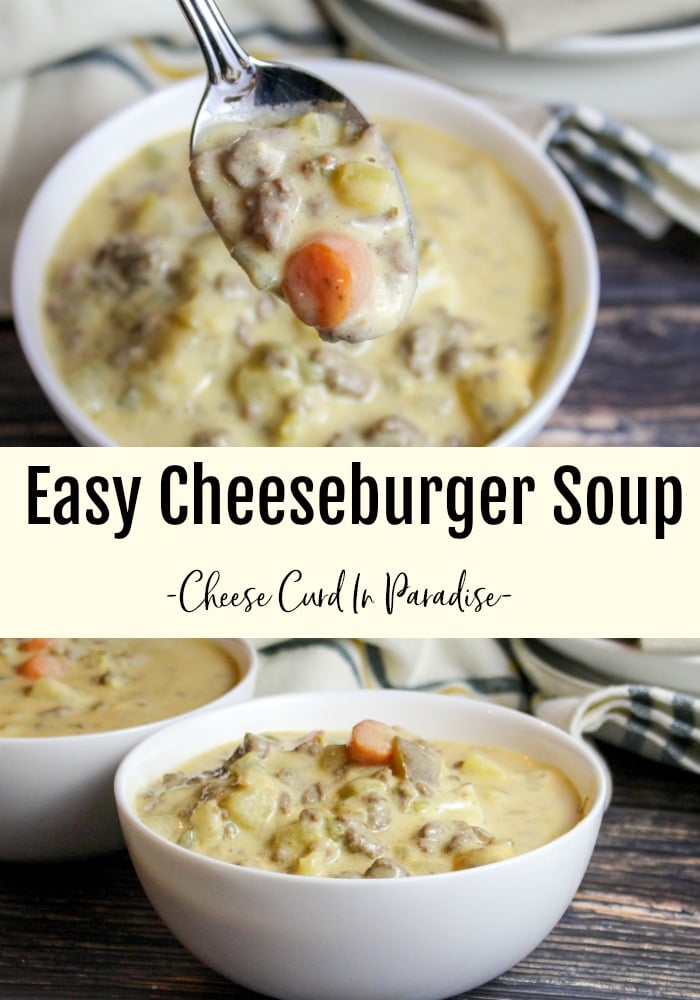 cheeseburger soup in a bowl