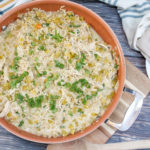 Chicken with Chile Cheese Rice in a skillet
