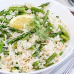 Asparagus risotto in a bowl