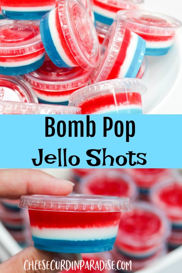 red white and blue jello shots in plastic containers