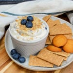 cheesecake dip in a white bowl