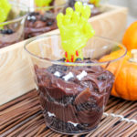 pudding cups with zombie hands