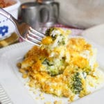 casserole on a plate with a fork