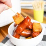 smoked sausage on a toothpick