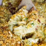 chicken casserole on a spoon
