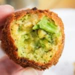 broccoli cheddar bite with bite taken