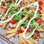completed blt fries on tray