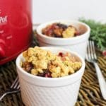 slow cooker cranberry apple crisp in a bowl